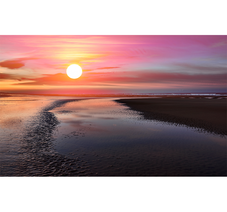 Papel mural montaña serena vista del atardecer - TenVinilo