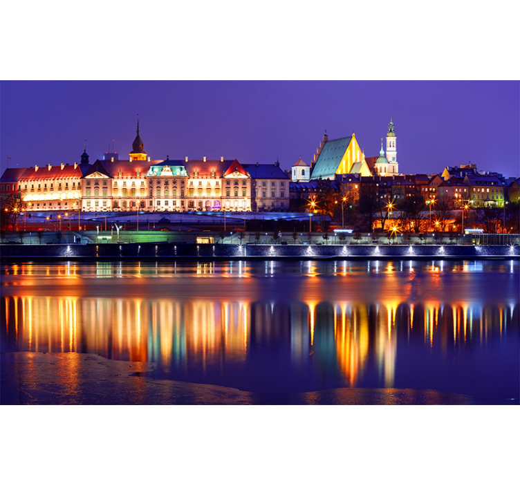 Papel mural ciudades reflexión del paisaje urbano histórico - TenVinilo