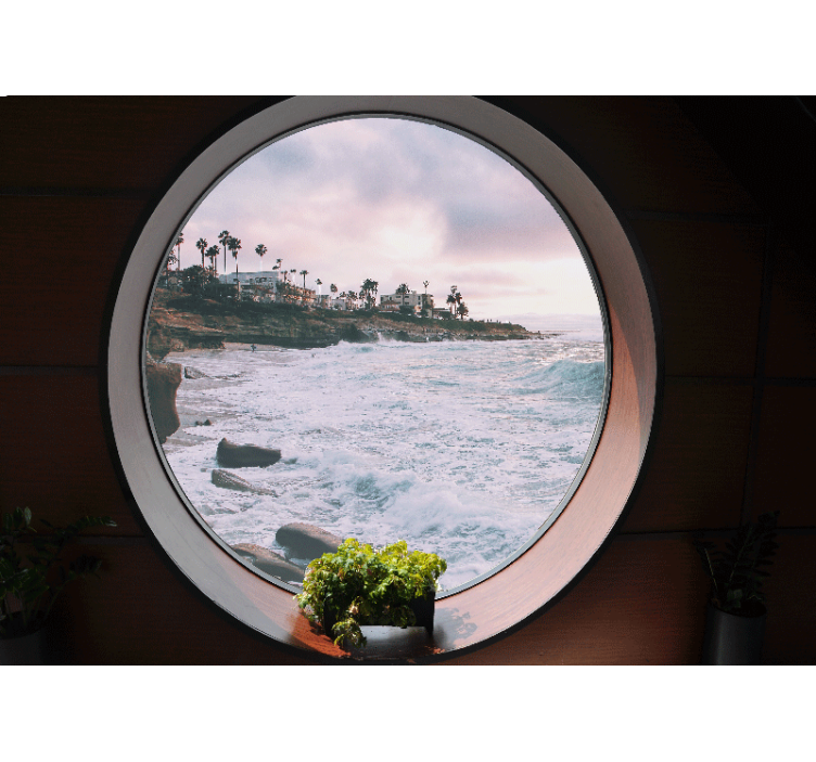 Papel mural paisajes escena de olas costeras - TenVinilo