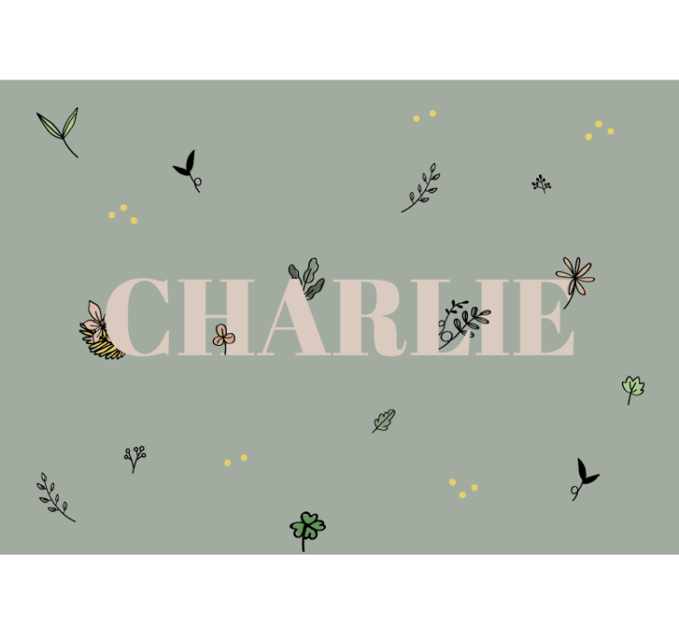 Papel mural infantil diseño de nombre floral - TenVinilo