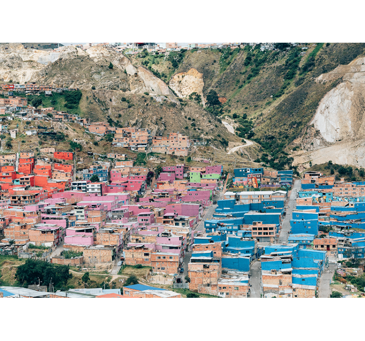 Fotomural ciudad Coloridas casas en la ciudad de bogotá - TenVinilo