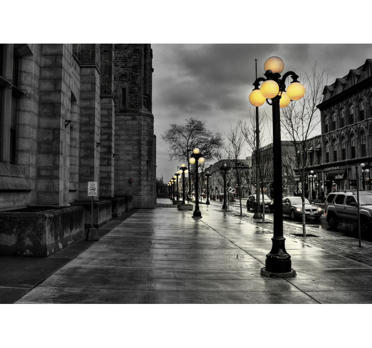 Papel mural ciudades escena nocturna urbana - TenVinilo