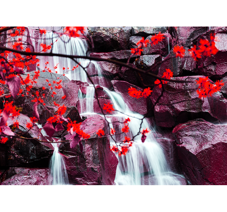 Fotomural cascada cascadas con flores - TenVinilo