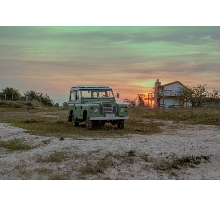 Papel mural vehículos coche clásico verde - TenVinilo