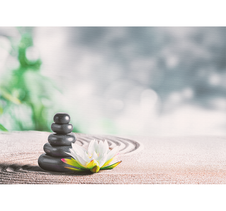 Papel mural zen apilamiento sereno de piedras - TenVinilo