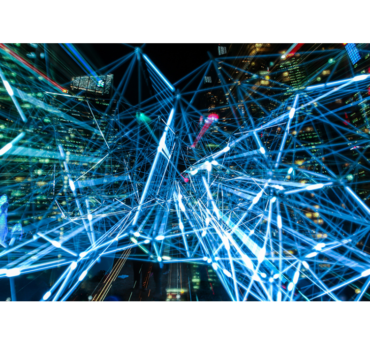 Mural abstracto red digital inspirada - TenVinilo