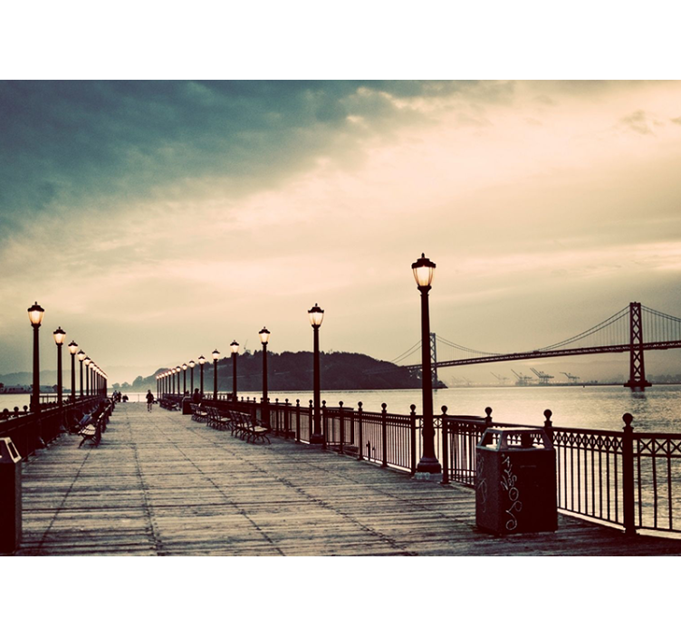 Papel mural ciudades vista panorámica del paseo marítimo - TenVinilo