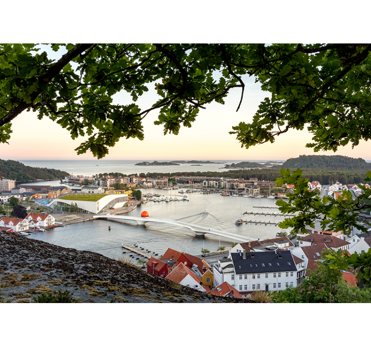 Papel mural ciudades vista costera encantadora - TenVinilo