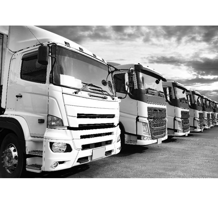 Papel mural vehículos alineación de camiones - TenVinilo