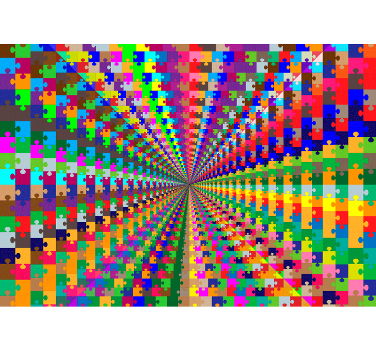 Papel mural 3D explosión de rompecabezas - TenVinilo