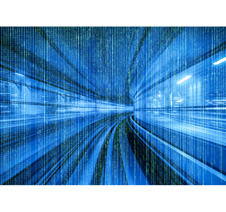 Mural abstracto flujo digital dinámico - TenVinilo