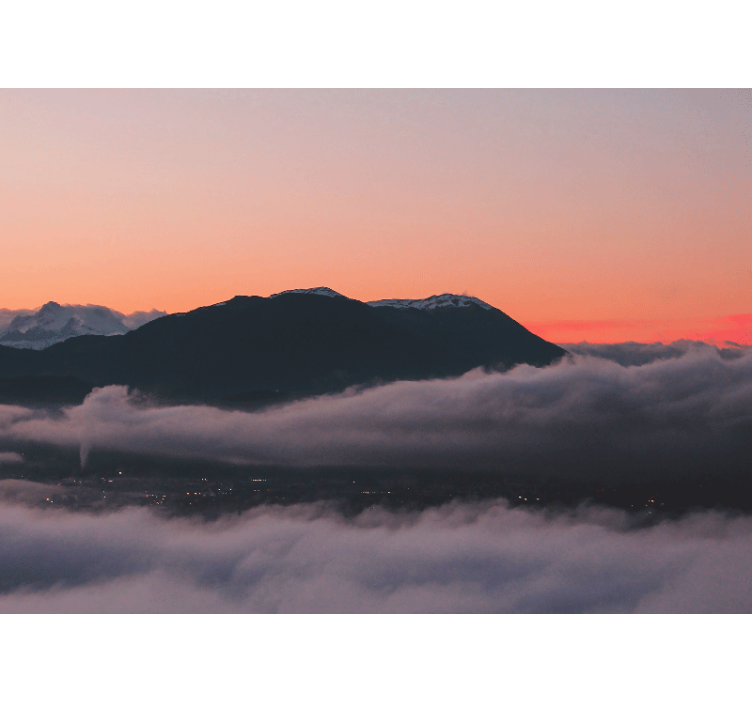 Papel mural paisajes vista del atardecer en la montaña - TenVinilo