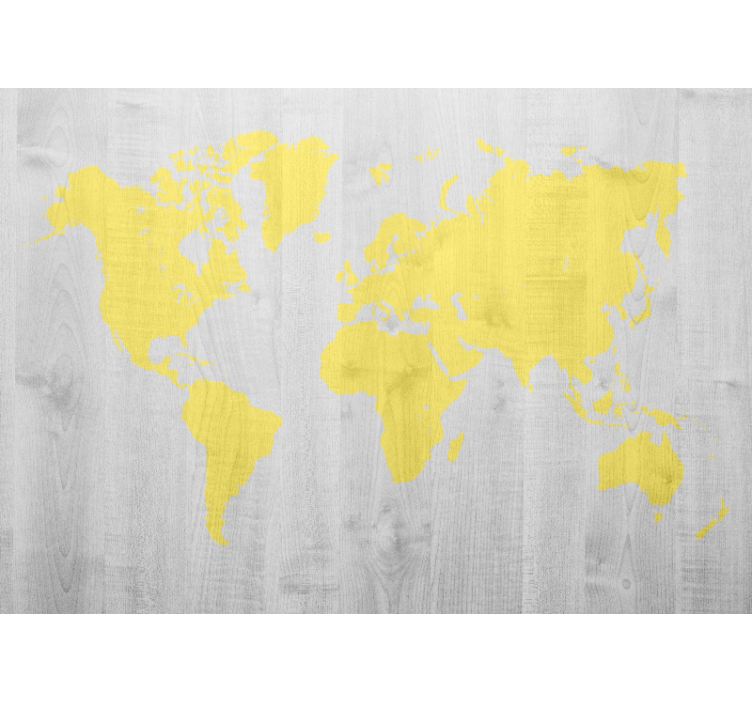 Papel mural mapamundi mapa del mundo amarillo - TenVinilo