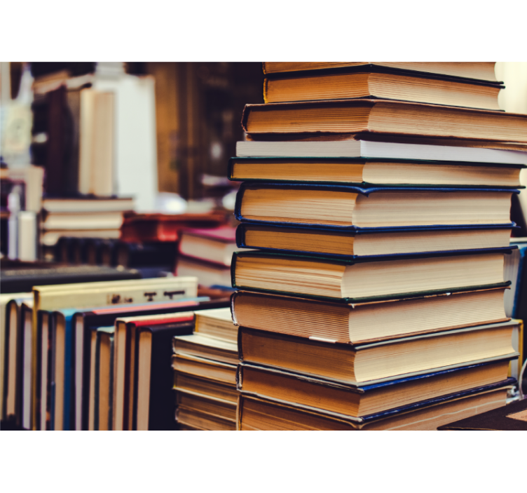 Papel mural paisajes colección de literatura apilada - TenVinilo