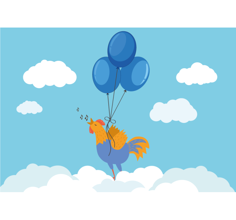 Papel mural infantil globos del gallo cantador - TenVinilo