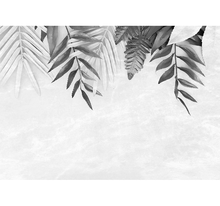 Papel mural naturaleza patrones de hojas monocromas - TenVinilo