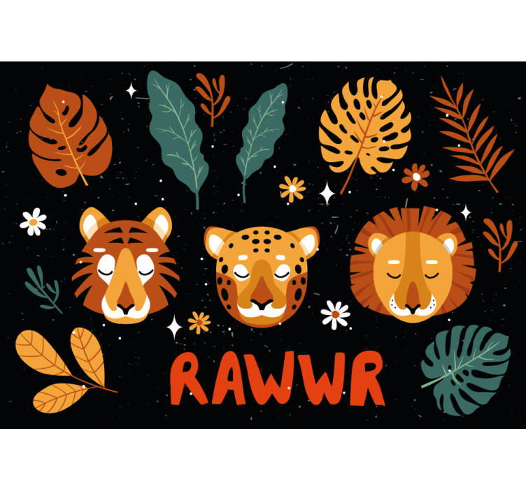 Papel mural infantil animales de la jungla juguetones - TenVinilo