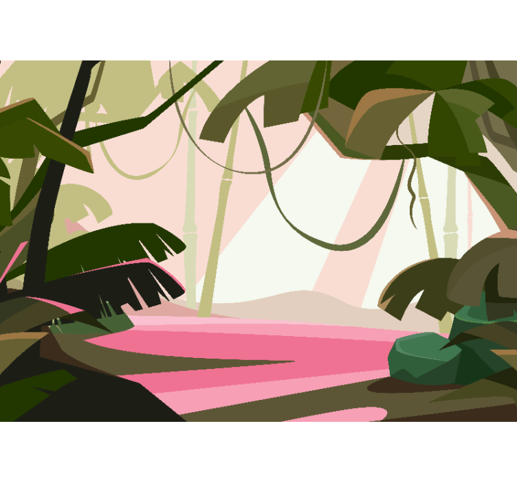 Papel mural selva escena tropical exuberante - TenVinilo