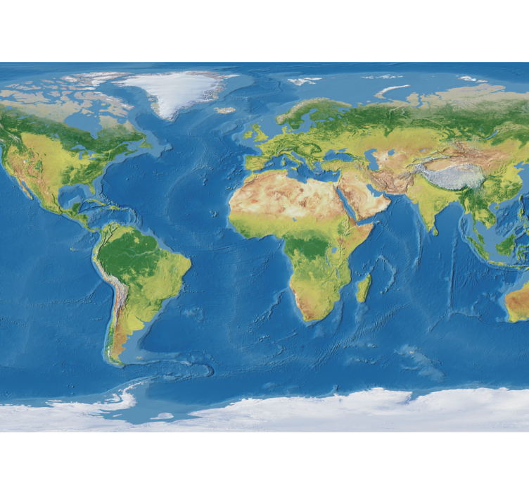 Fotomural 3D Mapa del mundo realista geográfico - TenVinilo
