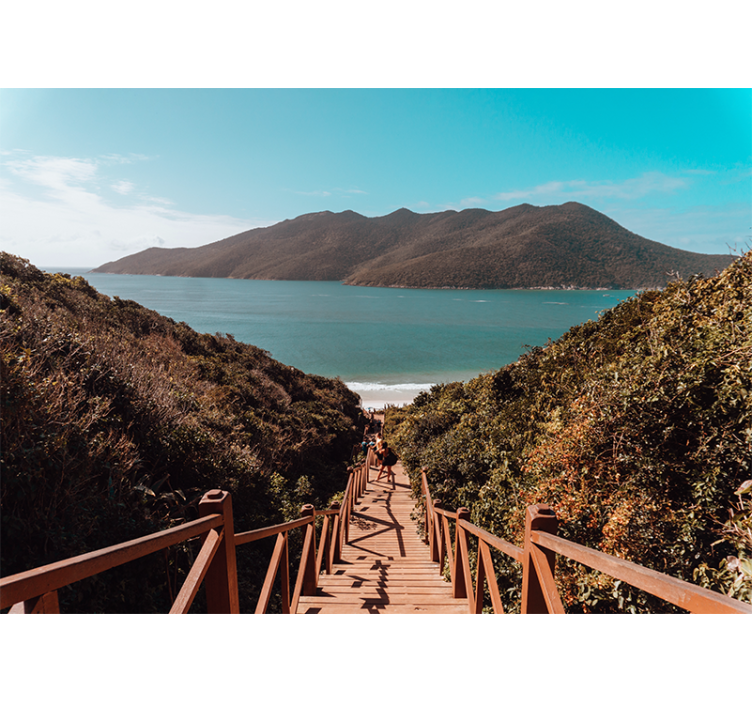 Papel mural paisajes camino sereno del océano - TenVinilo