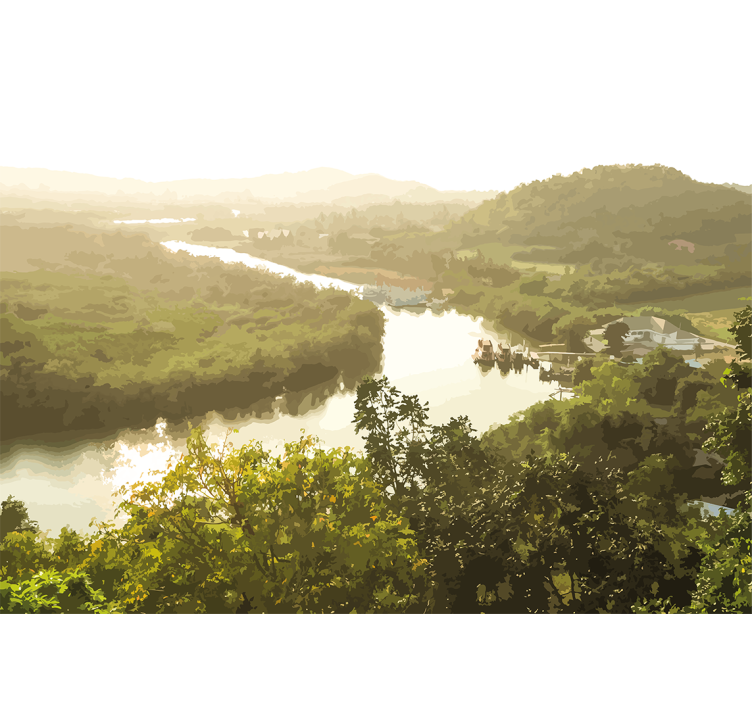 Papel mural paisajes vista serena del río - TenVinilo