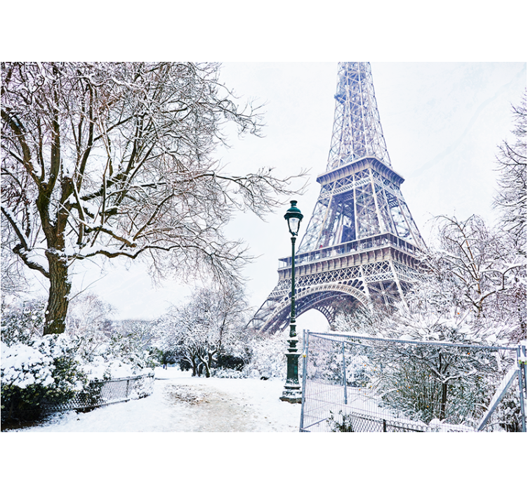 Papel mural parís torre eiffel en nieve - TenVinilo