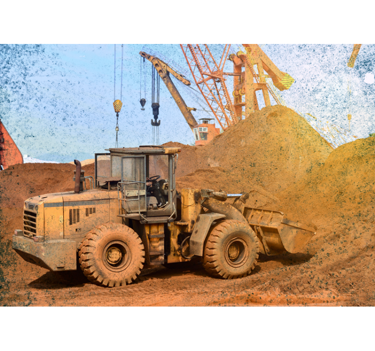 Papel mural vehículos maquinaria de carga - TenVinilo
