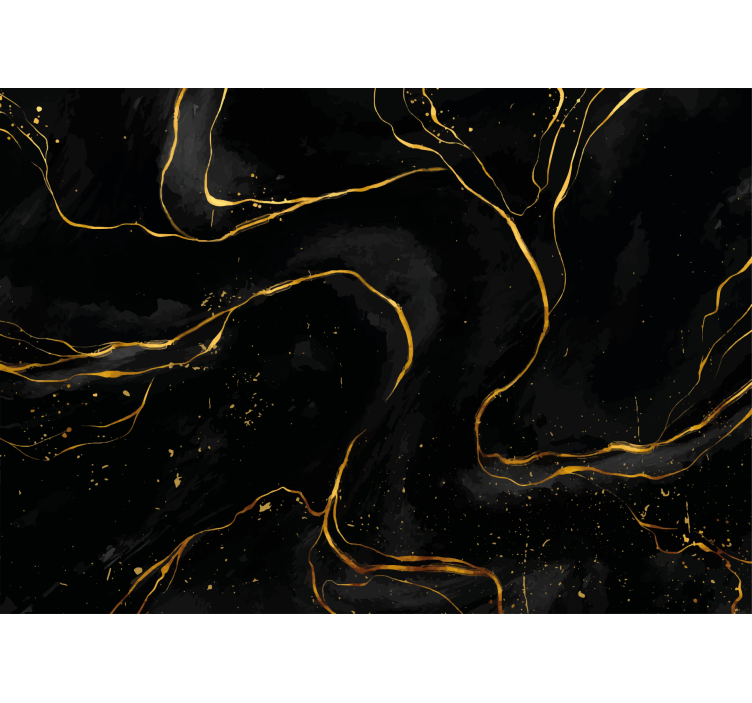 Mural para salón Mármol negro y dorado - TenVinilo