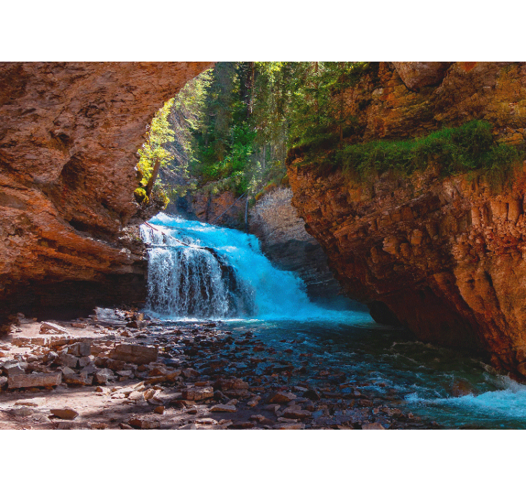Papel mural montaña vista de cascada - TenVinilo