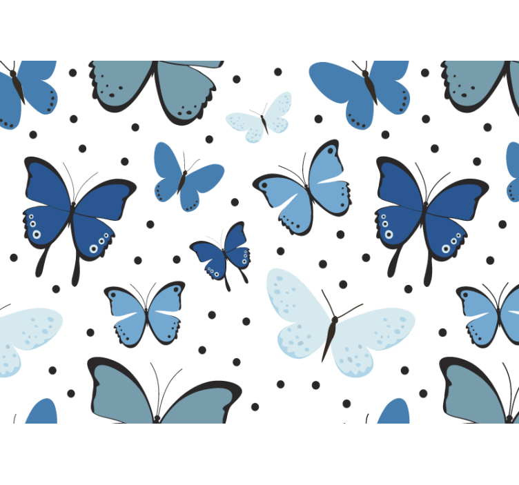 Papel mural infantil patrón de mariposas azules - TenVinilo