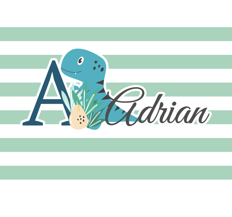 Papel mural infantil t-rex con inicial y nombre - TenVinilo