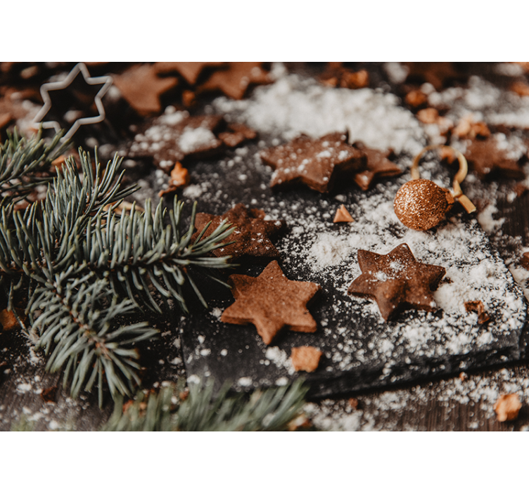 Papel mural navidad estrellas de jengibre festivas - TenVinilo