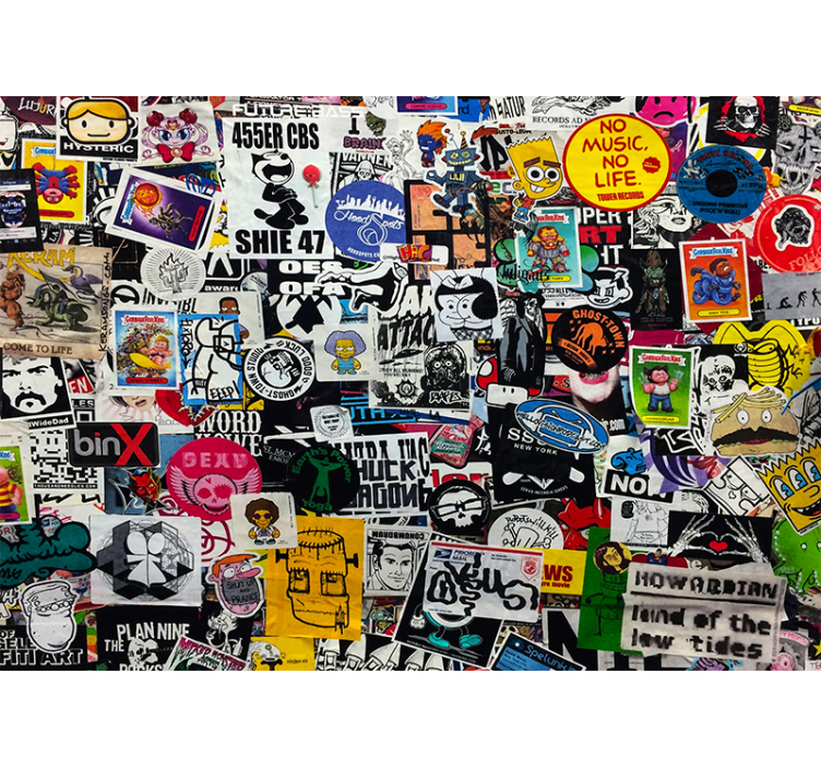 Mural graffiti collage de stickers coloridos - TenVinilo