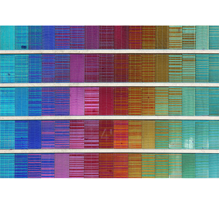 Mural para salón Fachada de color de frecuencia de arco iris - TenVinilo