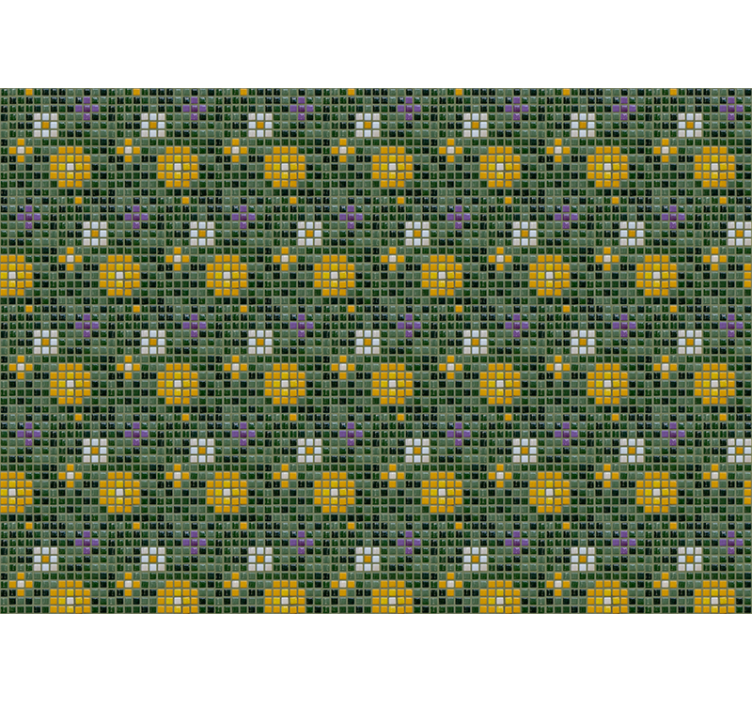 Papel mural baño patrón floral de mosaico vibrante - TenVinilo