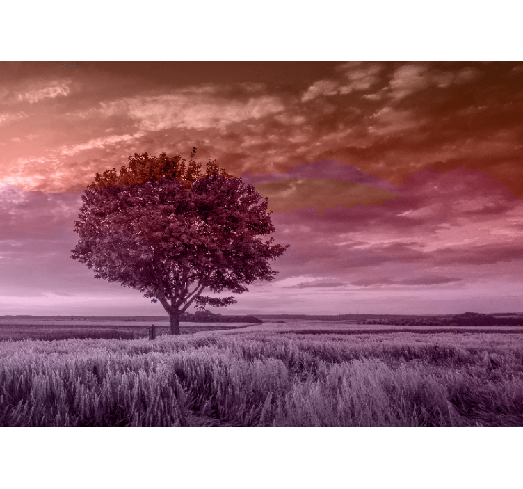 Papel mural bosque silueta de árbol solitario - TenVinilo