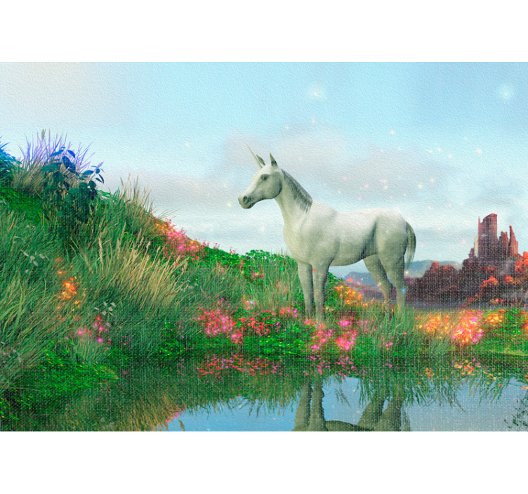Papel mural fantasía paisaje de unicornios majestuosos - TenVinilo