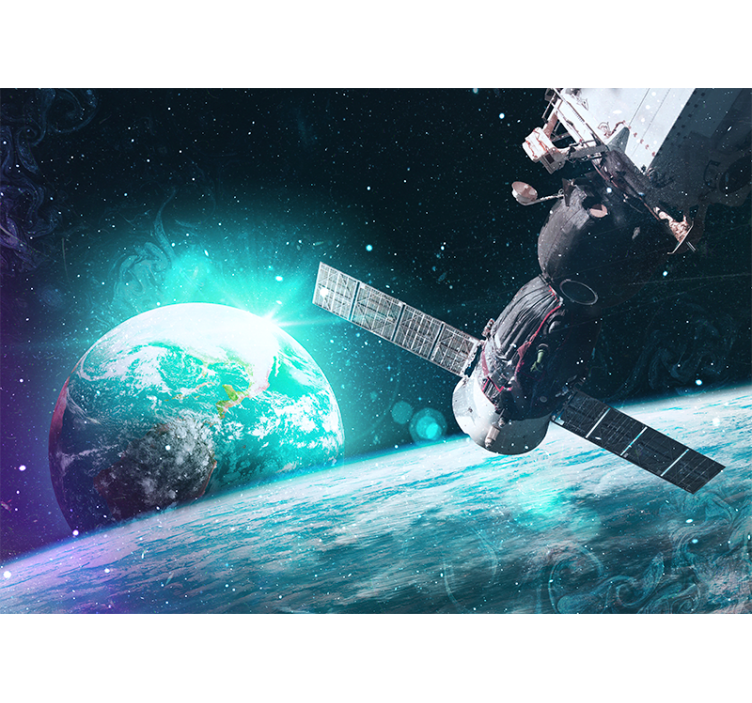 Papel mural espacio nave espacial en órbita - TenVinilo