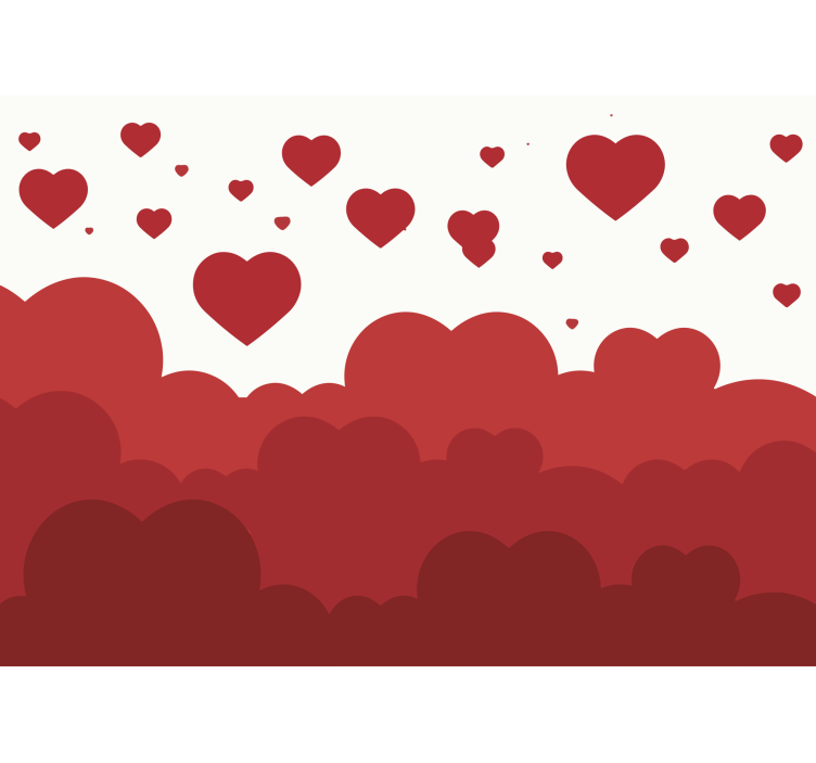 Mural de amor nubes de corazones flotantes - TenVinilo