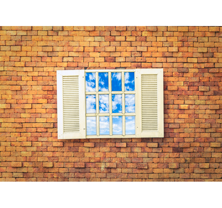 Papel mural piedra vista de ventana abierta - TenVinilo