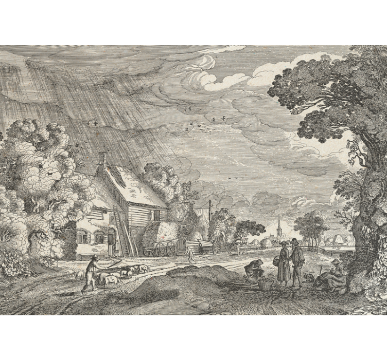 Papel mural paisajes representación rural - TenVinilo