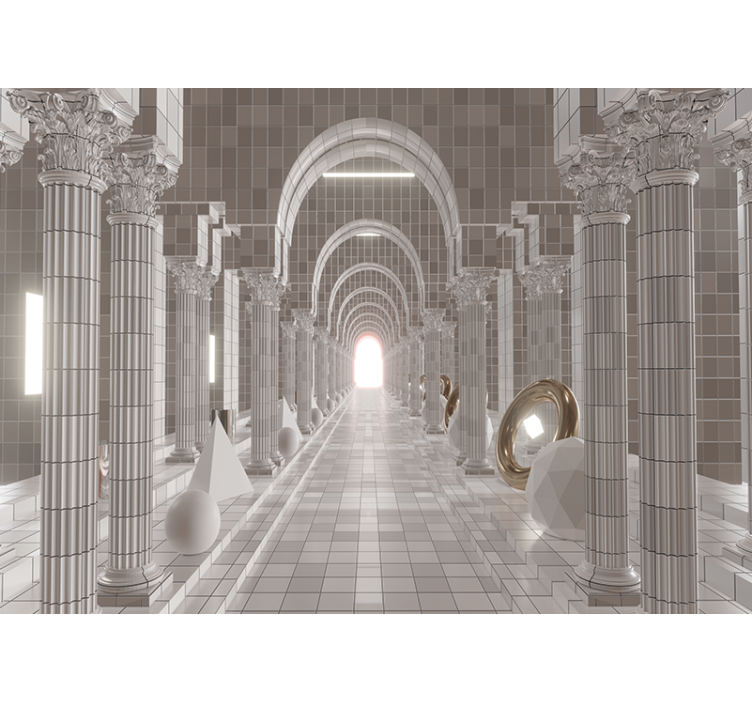 Mural abstracto diseño de pasillo arquitectónico - TenVinilo