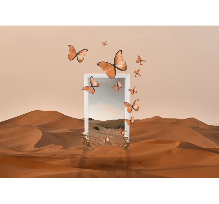 Papel mural naturaleza mariposas voladoras - TenVinilo