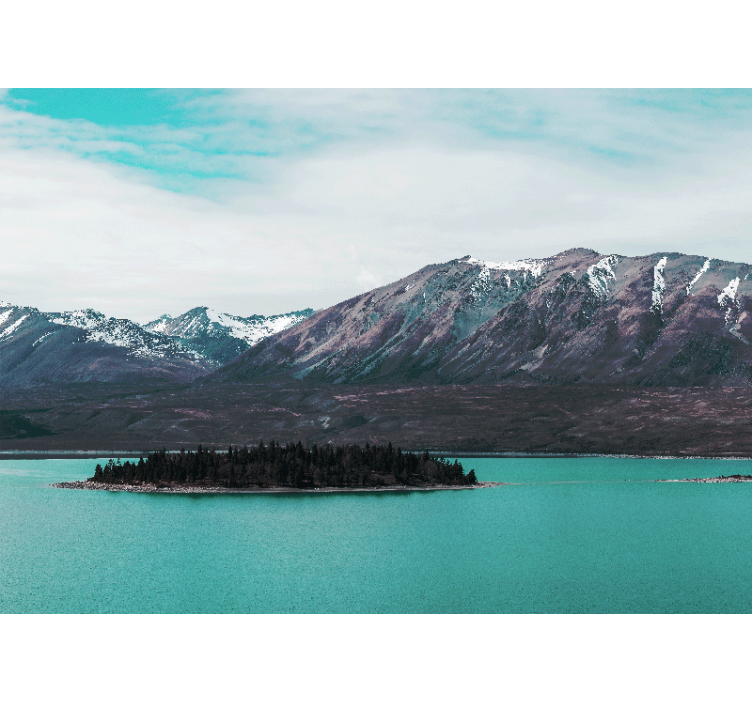 Papel mural paisajes isla del lago montañoso - TenVinilo
