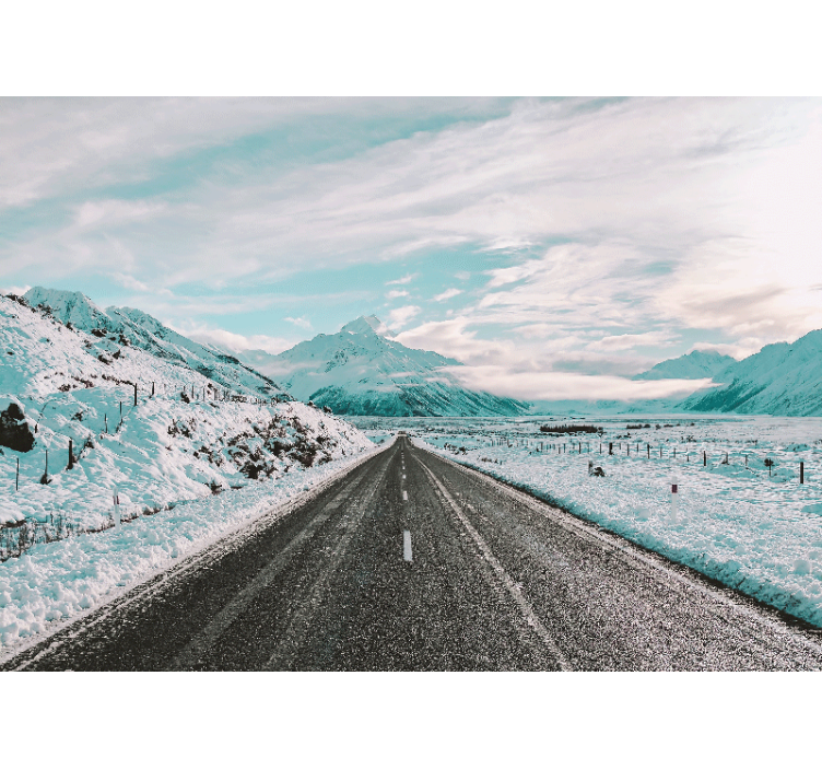 Papel mural paisajes sendero helado de montaña - TenVinilo