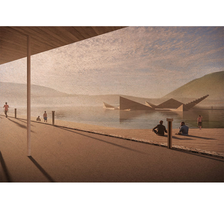 Papel mural paisajes perspectiva de lago tranquilo - TenVinilo