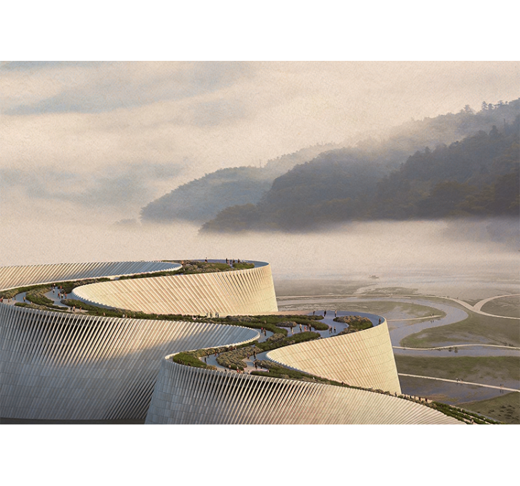 Papel mural paisajes forma arquitectónica curva - TenVinilo