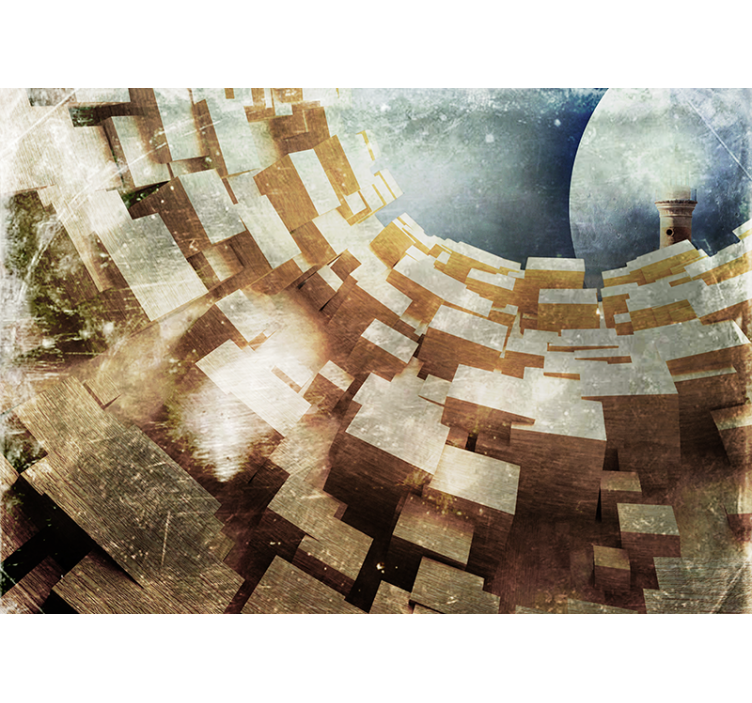 Mural abstracto formación de estructura geométrica - TenVinilo