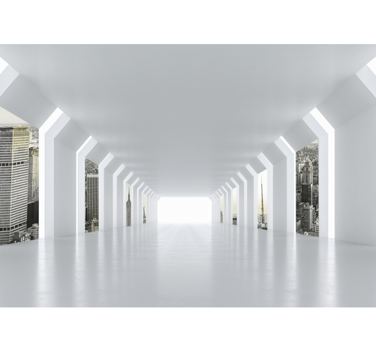 Papel mural ciudades paisaje urbano futurista - TenVinilo