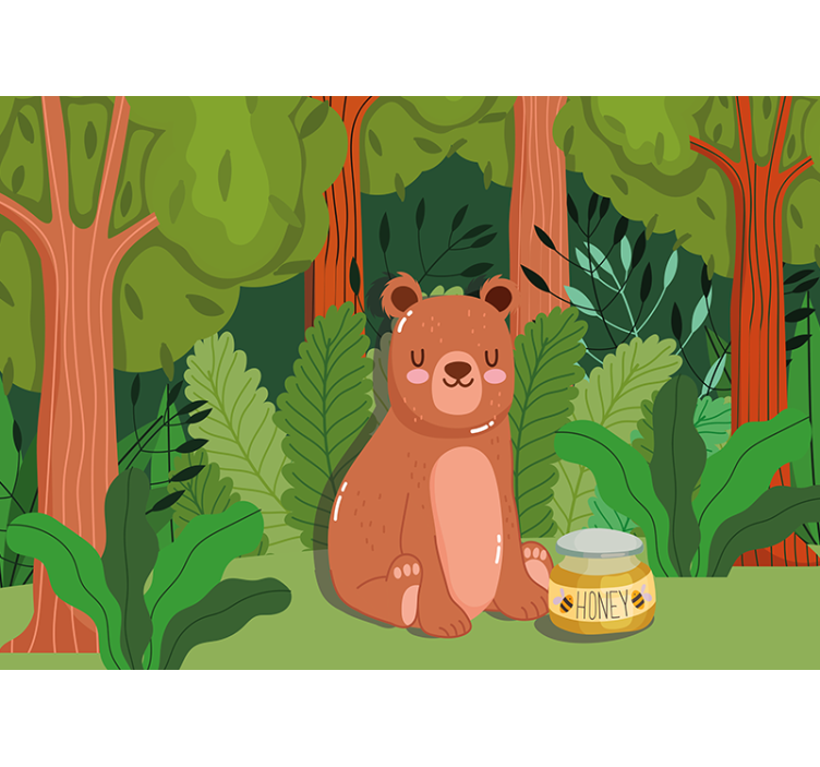 Papel mural infantil arte de oso adorable - TenVinilo